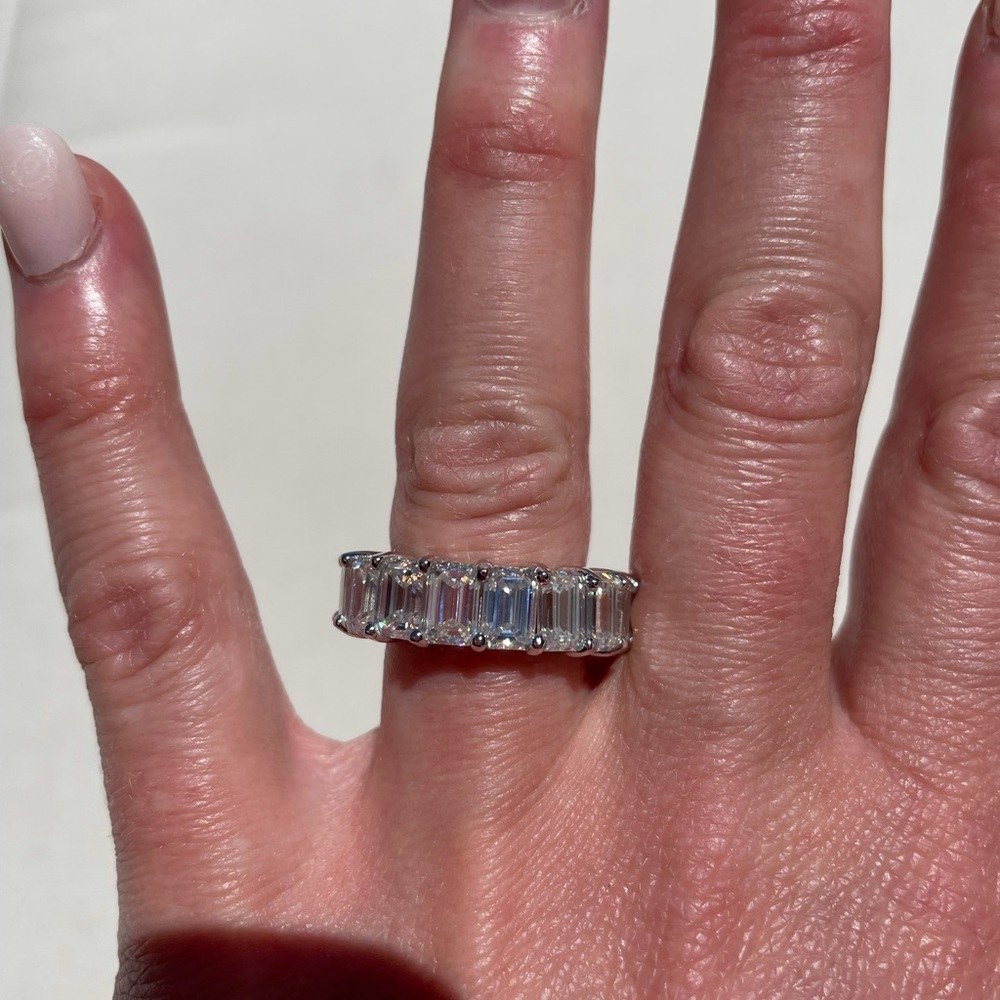 Emerald cut eternity band